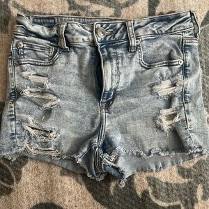 American Eagle Outfitters Light Blue Distressed Jean Shorts